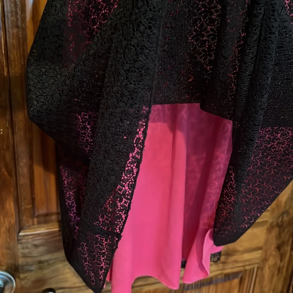 Pink & Black Lace Halter Dress